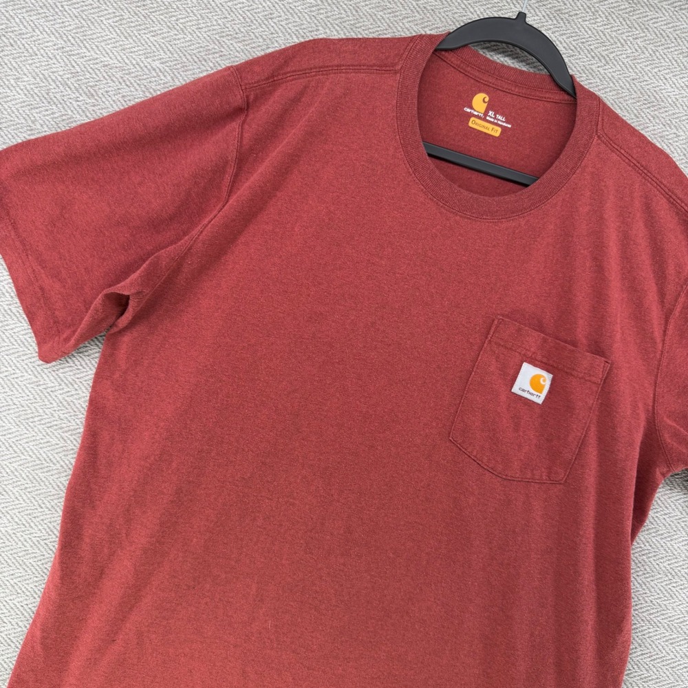 Carhartt Pocket T-Shirt XL Tall Red Cotton Blend Rugged Workwear Graphic Tee